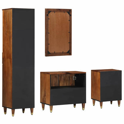 Badezimmerschrank-Set mit Tür 4 pcs Honigbraun Massivholz Mango