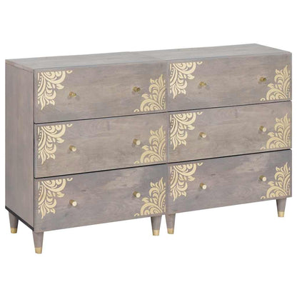 Sideboard 2 pcs Grau 60 x 33.5 x 75 cm Massivholz Mango