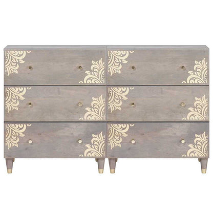 Sideboard 2 pcs Grau 60 x 33.5 x 75 cm Massivholz Mango