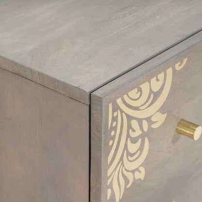 Badezimmermöbel Set Floral 3 pcs Grau und Gold 180 x 33 x 75 cm