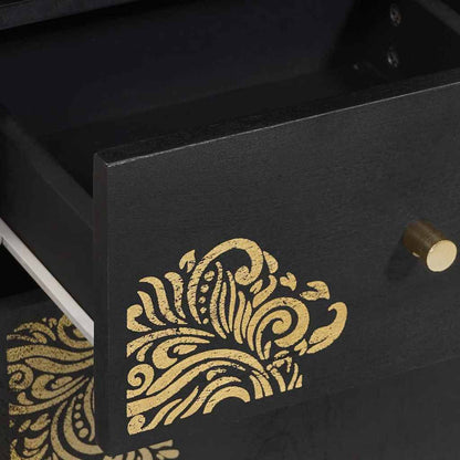 Badezimmerschrank-Set mit Tür 4 pcs Schwarz Massivholz Mango