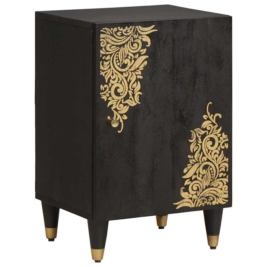 Badezimmerschrank-Set mit Tür 4 pcs Schwarz Massivholz Mango