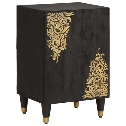 Badezimmerschrank-Set mit Tür 4 pcs Schwarz Massivholz Mango