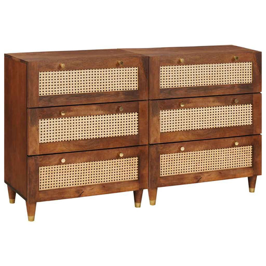 Sideboard-Set 2 pcs Braun 60 x 33.5 x 75 cm Massivholz Mango