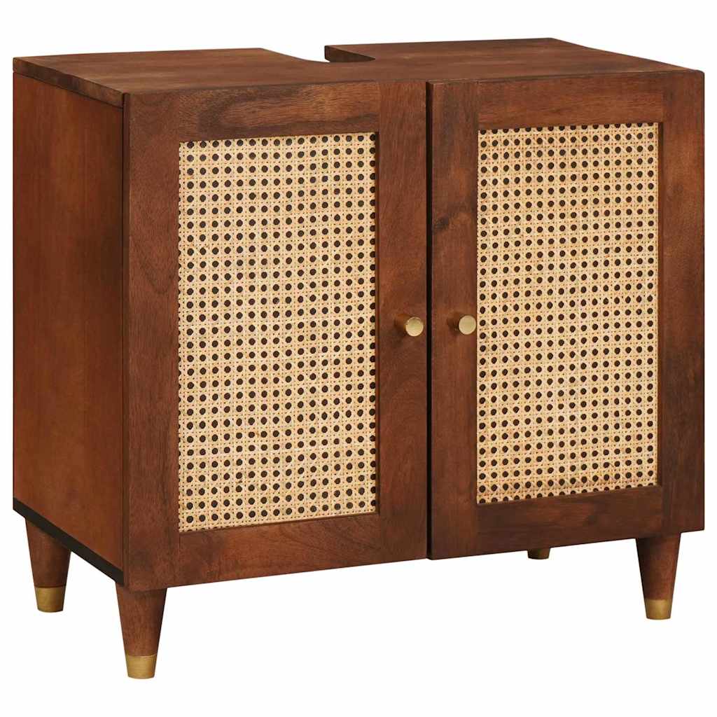 Badezimmerschrank 3 pcs Braun und Schwarz Massivholz Mango