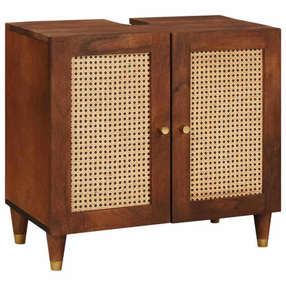 Badezimmerschrank 3 pcs Braun und Schwarz Massivholz Mango