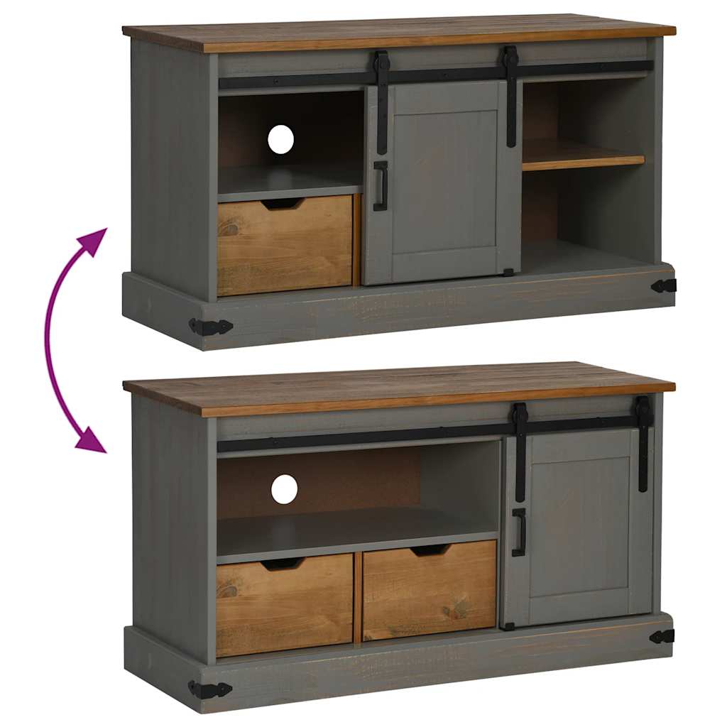 TV-Schrank HALDEN mit Schiebetür Grau 110x40x60 cm Massivholz