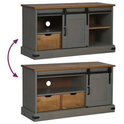 TV-Schrank HALDEN mit Schiebetür Grau 110x40x60 cm Massivholz