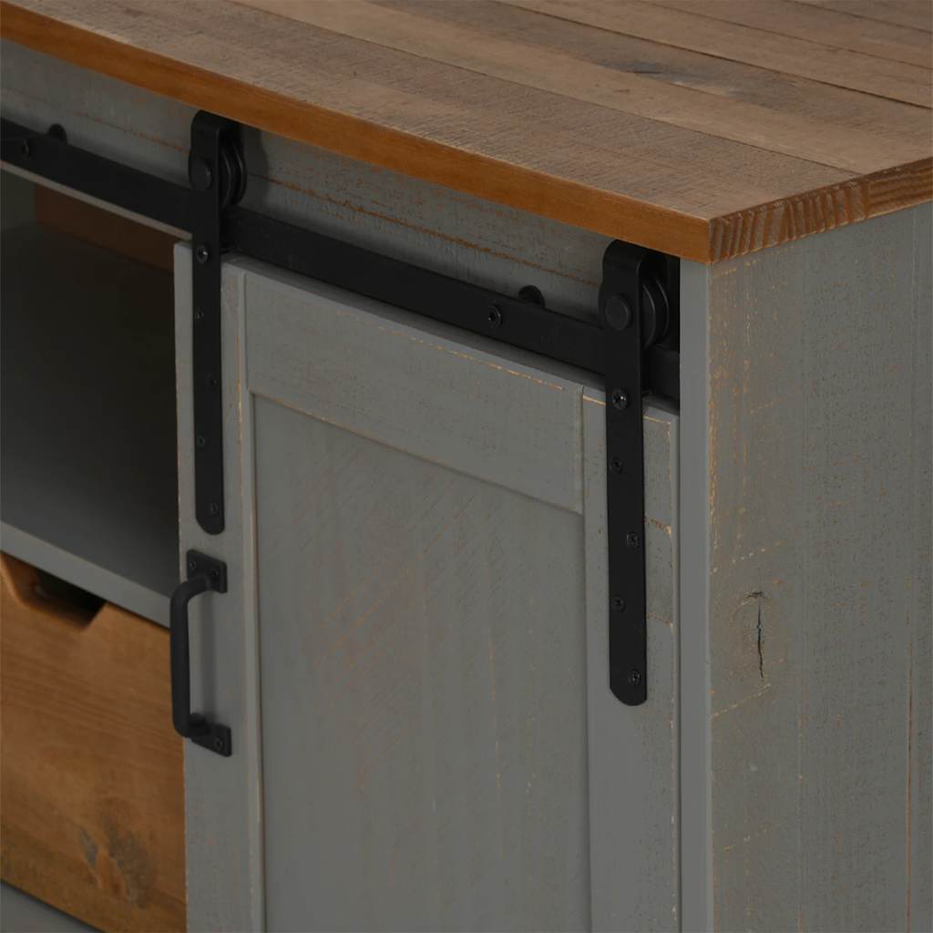 TV-Schrank HALDEN mit Schiebetür Grau 110x40x60 cm Massivholz