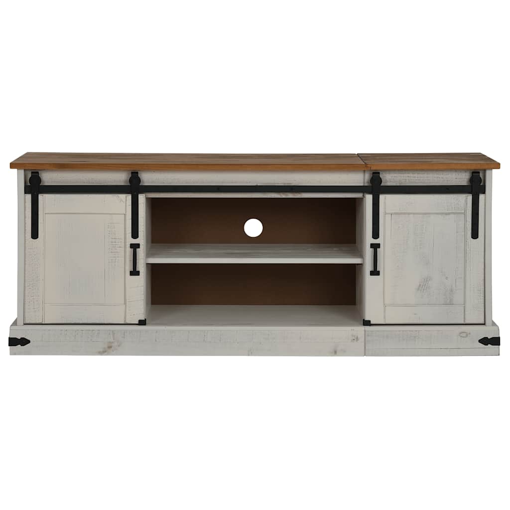 TV-Schrank HALDEN 2 Schiebetüren Weiß 150x40x60 cm Massivholz