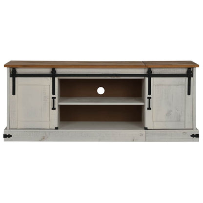 TV-Schrank HALDEN 2 Schiebetüren Weiß 150x40x60 cm Massivholz