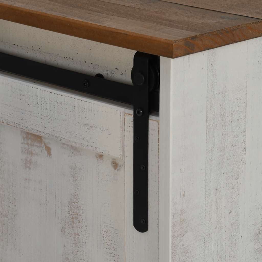 TV-Schrank HALDEN 2 Schiebetüren Weiß 150x40x60 cm Massivholz