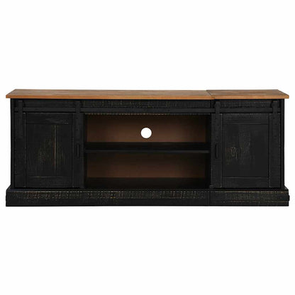 TV-Schrank HALDEN 2 Schiebetüren Schwarz 150x40x60cm Massivholz