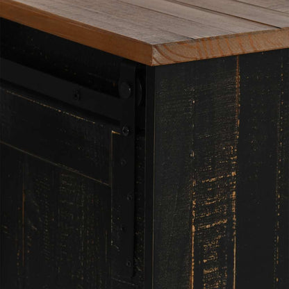 TV-Schrank HALDEN 2 Schiebetüren Schwarz 150x40x60cm Massivholz