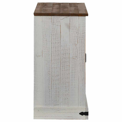 Sideboard HALDEN mit Schiebetür Weiß 80x40x80 cm Massivholz
