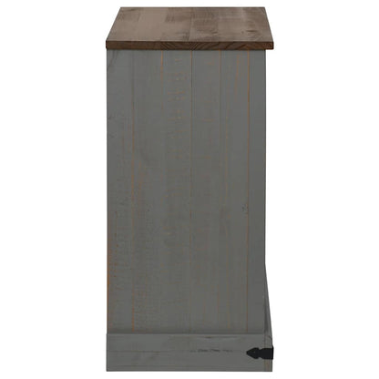 Sideboard HALDEN mit Schiebetür Grau 80x40x80 cm Massivholz