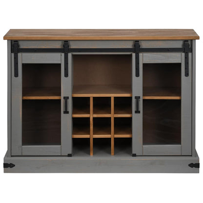 Sideboard HALDEN 2 Schiebetüren Grau 112x40x80 cm Massivholz