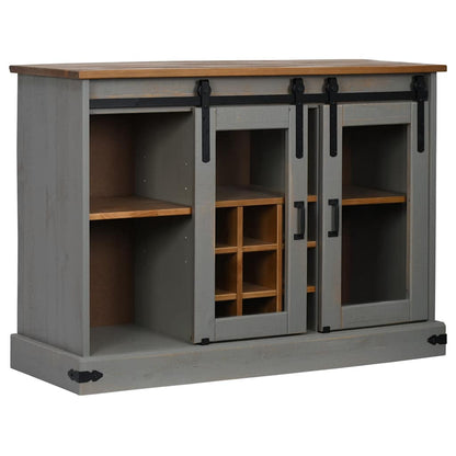 Sideboard HALDEN 2 Schiebetüren Grau 112x40x80 cm Massivholz