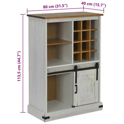 Weinschrank HALDEN mit Weinregalen und Schiebetür Weiß Kiefer