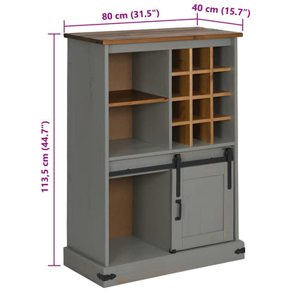 Weinschrank HALDEN mit Weinregalen und Schiebetür Grau Kiefer
