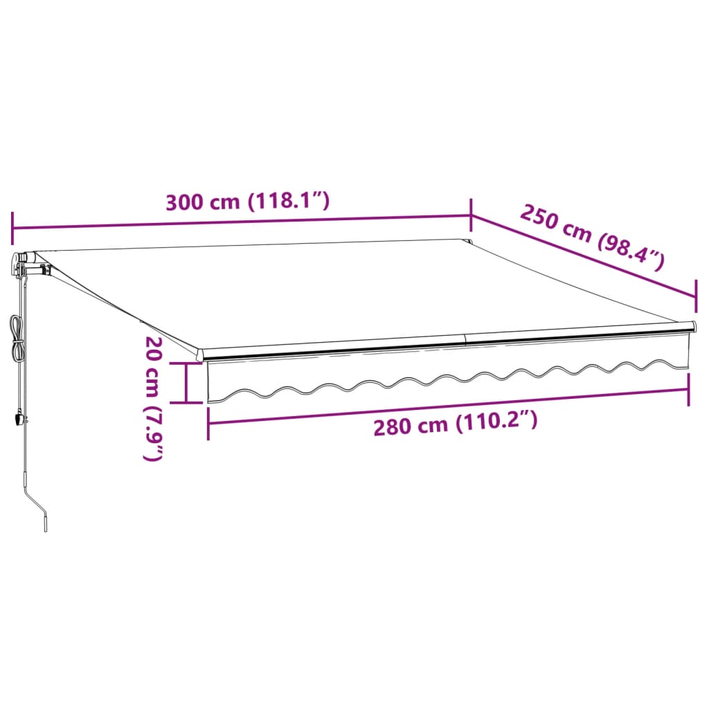 Markise Automatisch Anthrazit und Weiß 300x250 cm