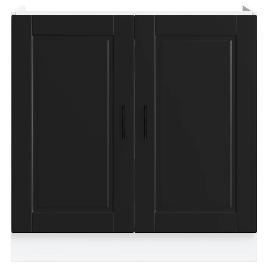 Spülenunterschrank Porto Schwarz 80x46x81,5 cm Holzwerkstoff