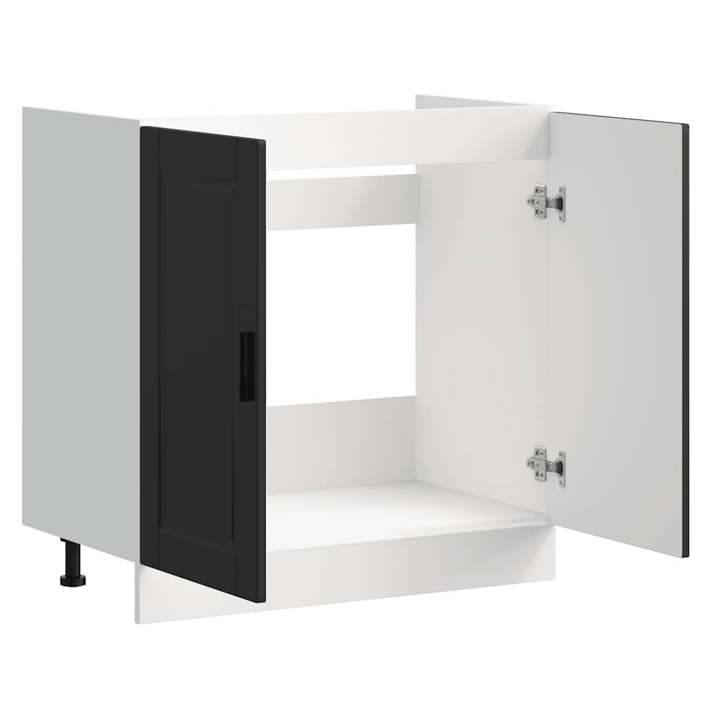 Spülenunterschrank Porto Schwarz 80x46x81,5 cm Holzwerkstoff