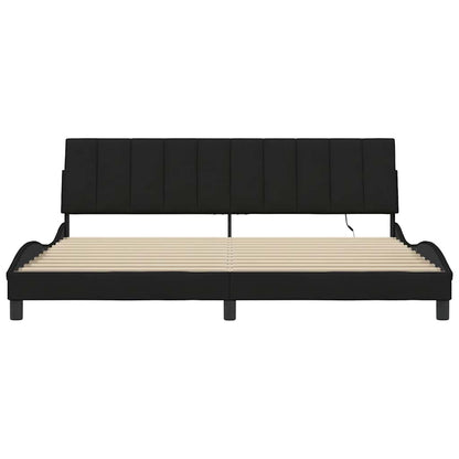 Bettgestell ohne Matratze "Hanko" Schwarz 200x200 cm Stoff
