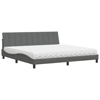 Bett mit Matratze "Hanko" Dunkelgrau 200x200 cm Stoff