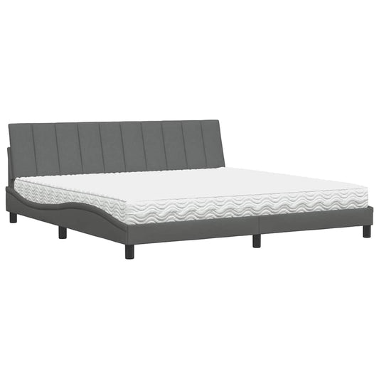 Bett mit Matratze "Hanko" Dunkelgrau 200x200 cm Stoff