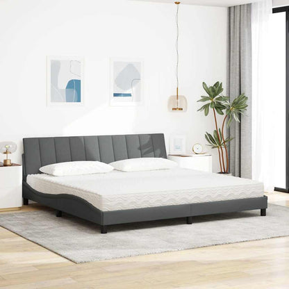 Bett mit Matratze "Hanko" Dunkelgrau 200x200 cm Stoff
