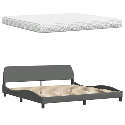 Bett mit Matratze "Hanko" Dunkelgrau 200x200 cm Stoff