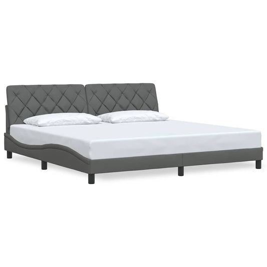 Bettgestell ohne Matratze Dunkelgrau 200x200 cm Stoff