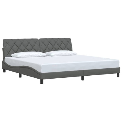 Bettgestell ohne Matratze Dunkelgrau 200x200 cm Stoff