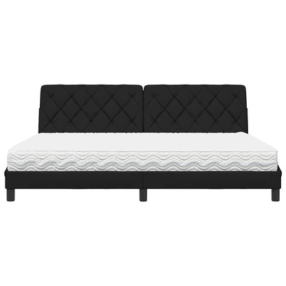 Bett mit Matratze Schwarz 200x200 cm Stoff