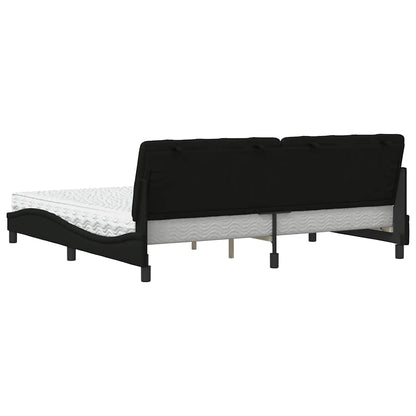 Bett mit Matratze Schwarz 200x200 cm Stoff