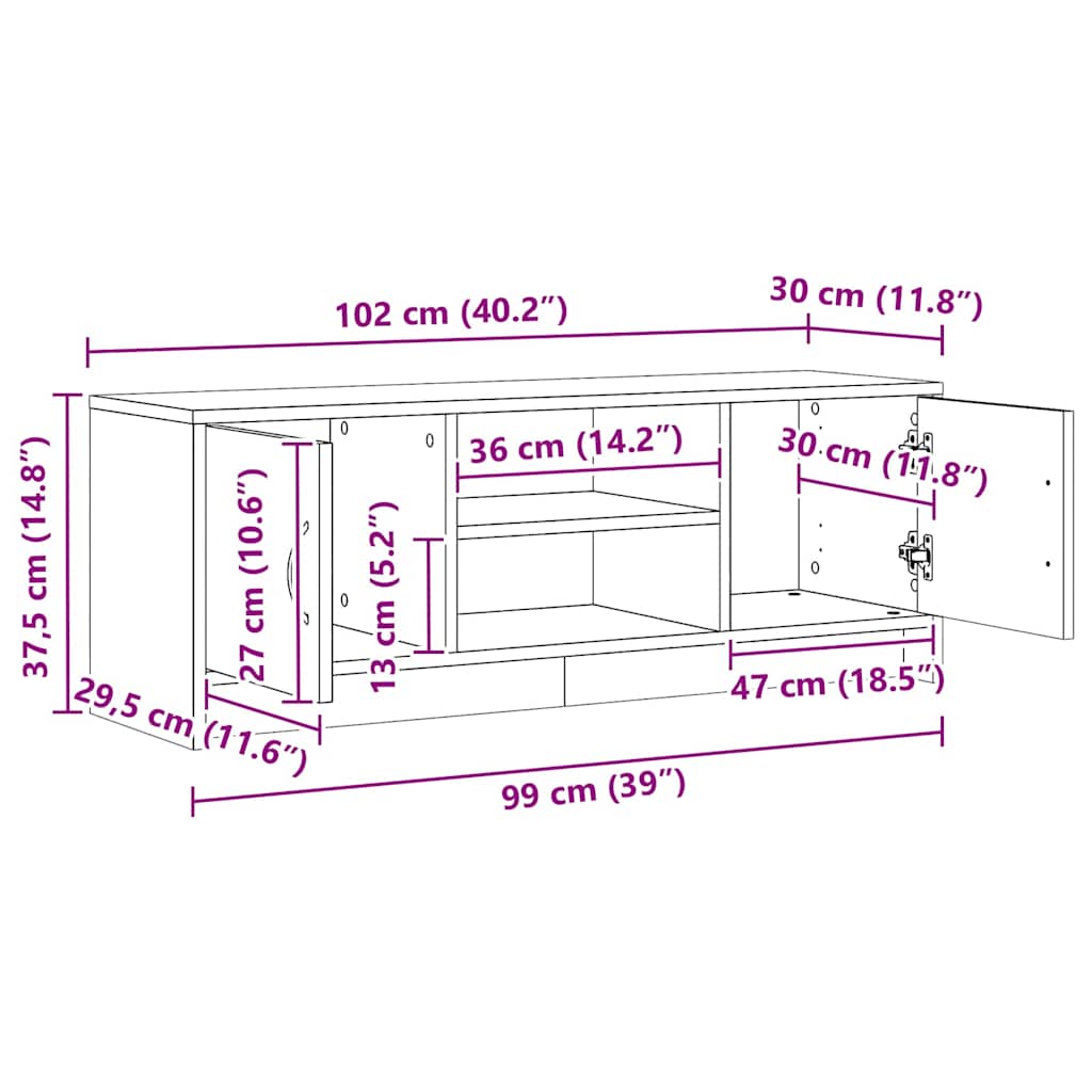 TV-Schrank Artisan-Eiche 102x30x37,5 cm Holzwerkstoff