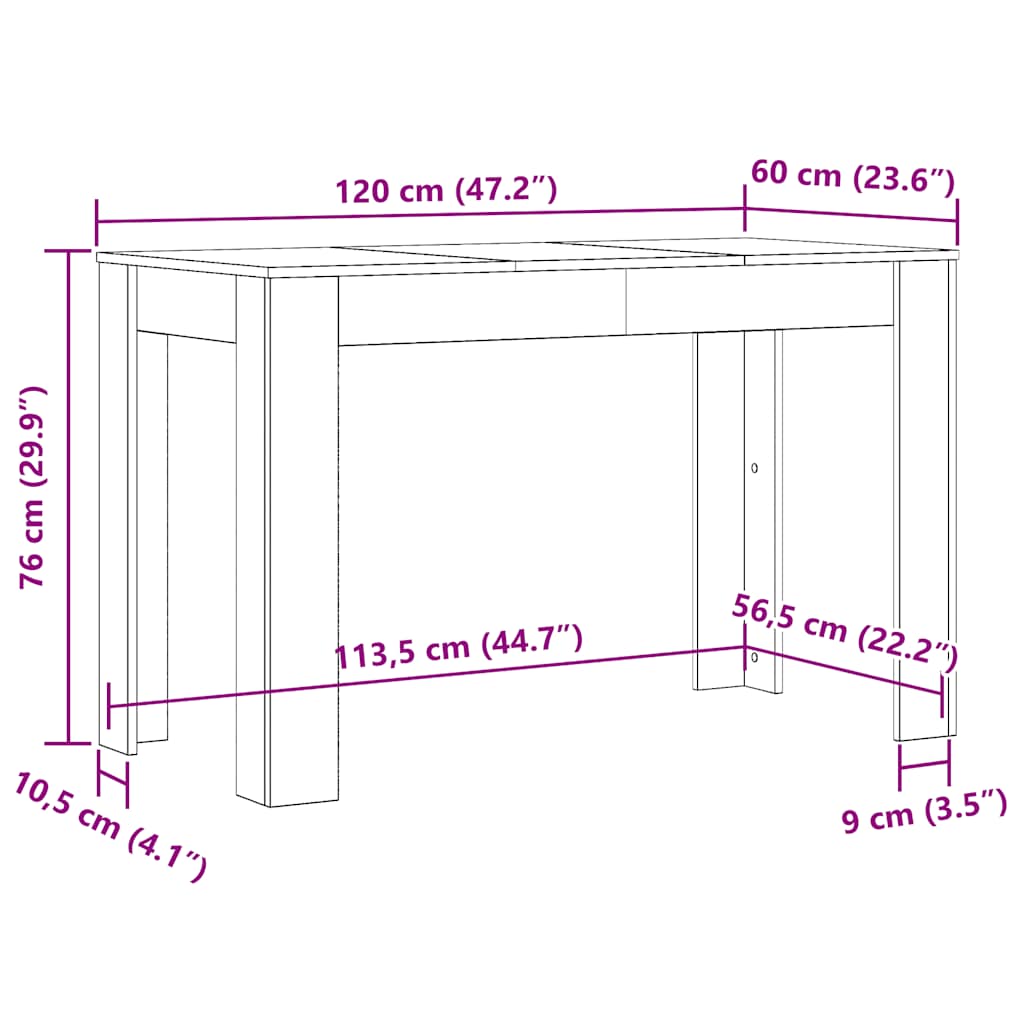 Esstisch Artisan-Eiche 120x60x76 cm Holzwerkstoff