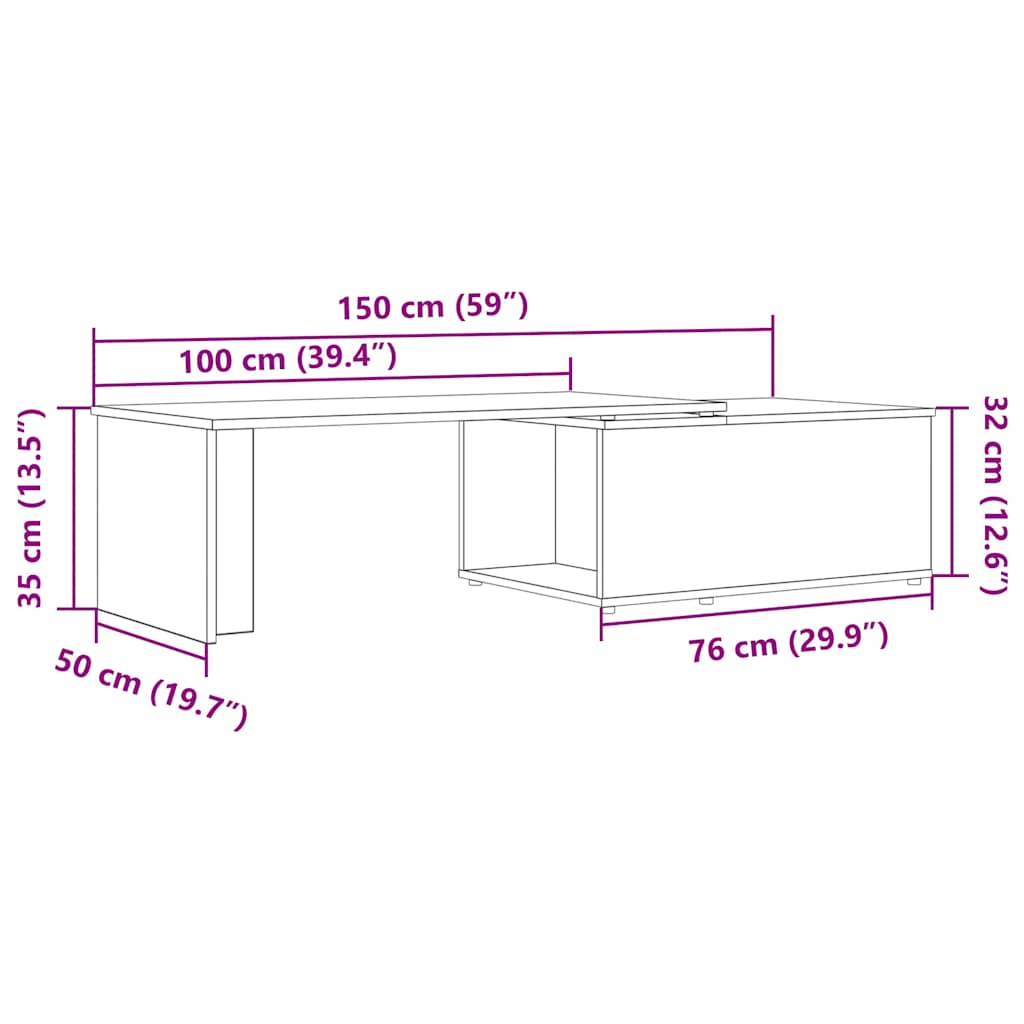 Couchtisch Artisan-Eiche 150x50x35 cm Holzwerkstoff