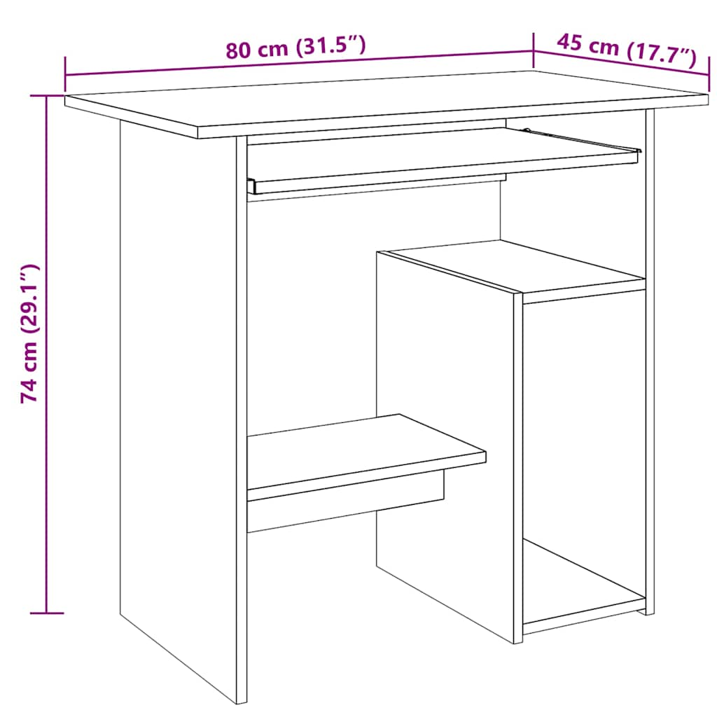 Schreibtisch Artisan-Eiche 80x45x74 cm Holzwerkstoff