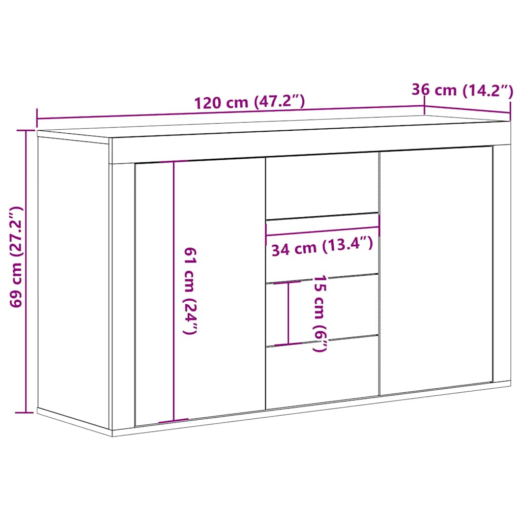 Sideboard Altholz-Optik 120x36x69 cm Holzwerkstoff