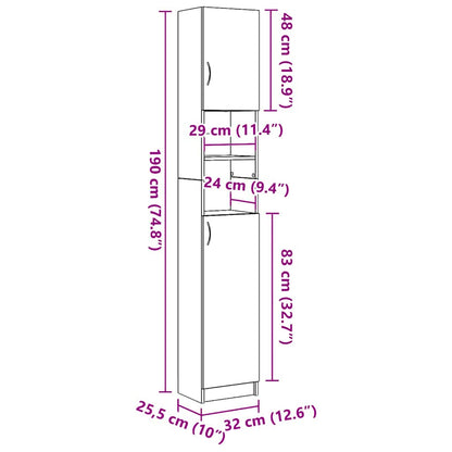 Badschrank Altholz-Optik 32x25,5x190 cm Holzwerkstoff