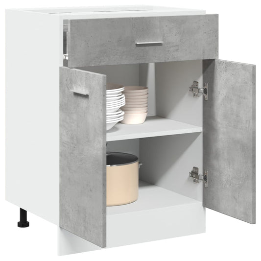 Schubunterschrank Lyon Betongrau 60x46x81,5 cm Holzwerkstoff