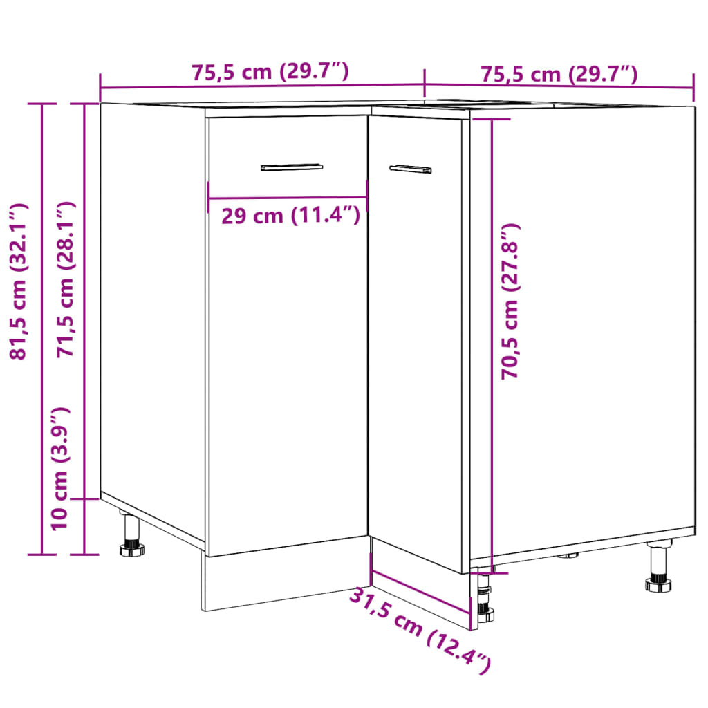 Küchenschrank Altholz-Optik 75,5x75,5x81,5 cm Holzwerkstoff