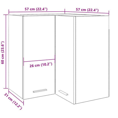 Eck-Hängeschrank Lyon Artisan-Eiche 57x57x60 cm Holzwerkstoff