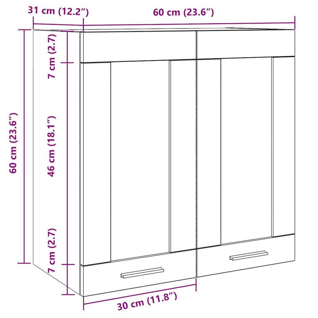 Küchen-Wandschrank mit Glastüren Betongrau 60x31x60 cm