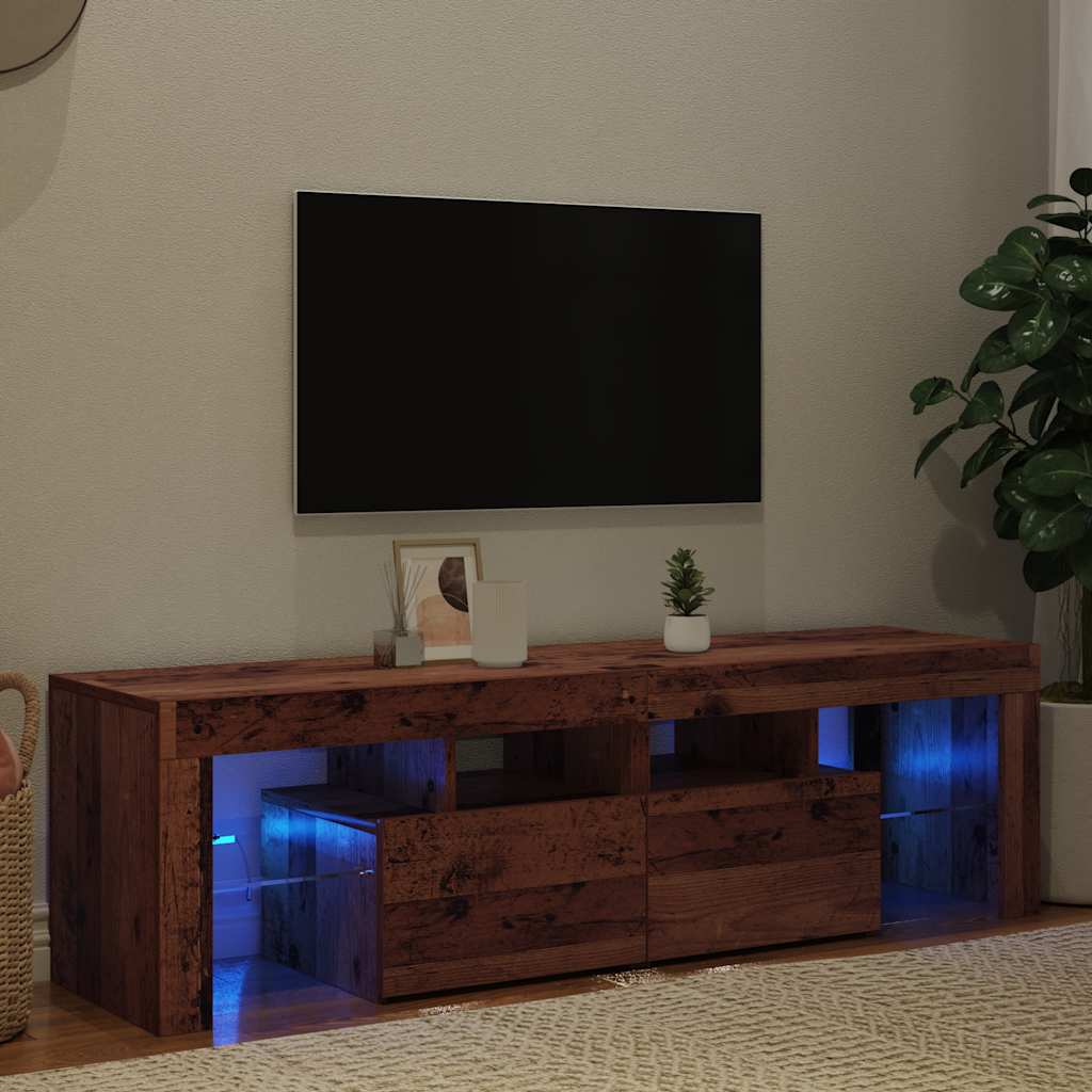TV-Schrank mit LED Altholz-Optik 140x36,5x40 cm Holzwerkstoff