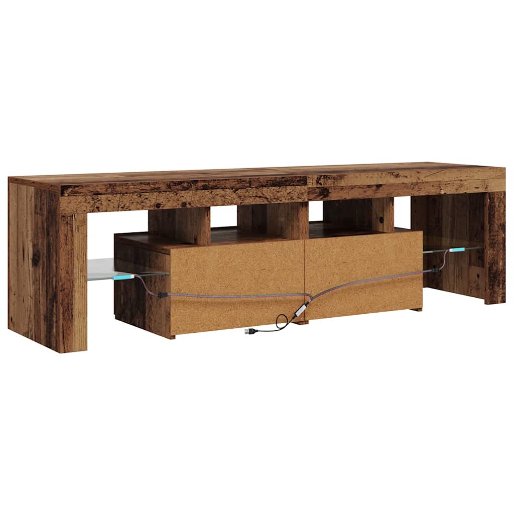 TV-Schrank mit LED Altholz-Optik 140x36,5x40 cm Holzwerkstoff