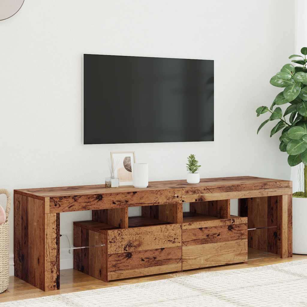 TV-Schrank mit LED Altholz-Optik 140x36,5x40 cm Holzwerkstoff