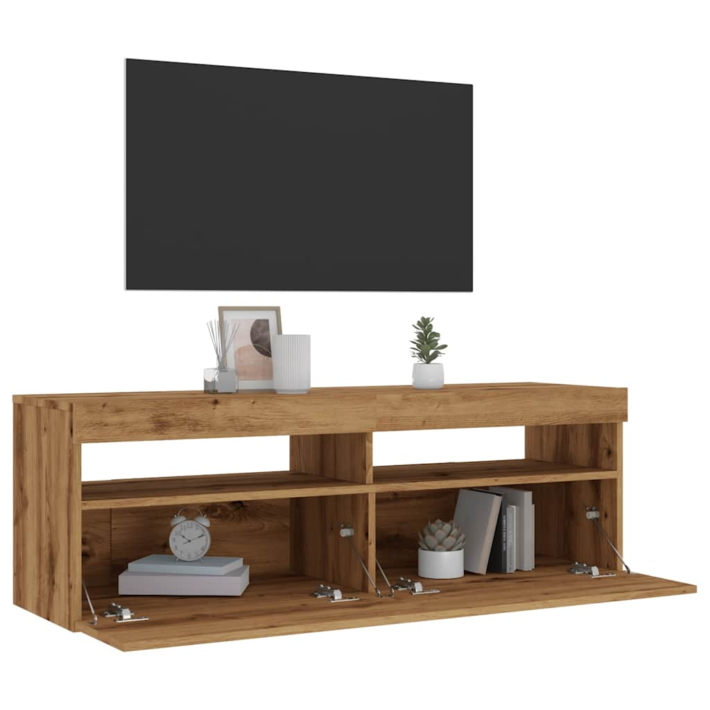 TV-Schrank mit LED Artisan-Eiche 120x35x40 cm Holzwerkstoff